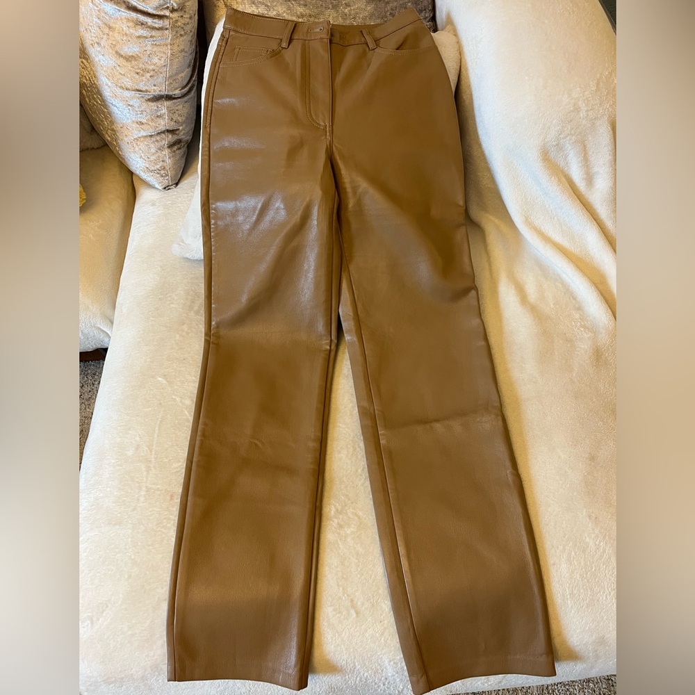 Wilfred Tan Leather Trousers